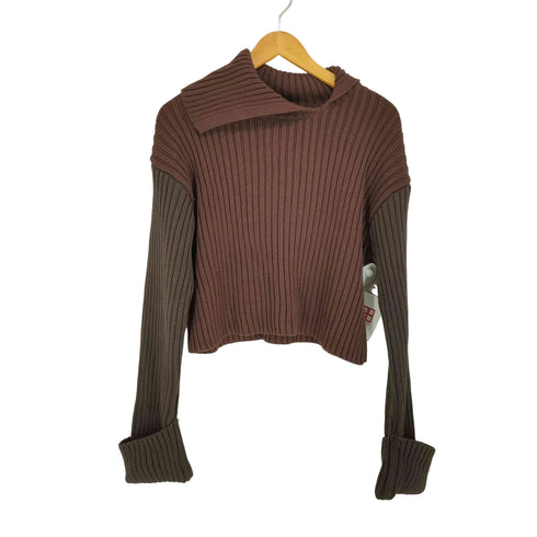 ザラ ZARA リブニット クロップドセーター レディース import:M