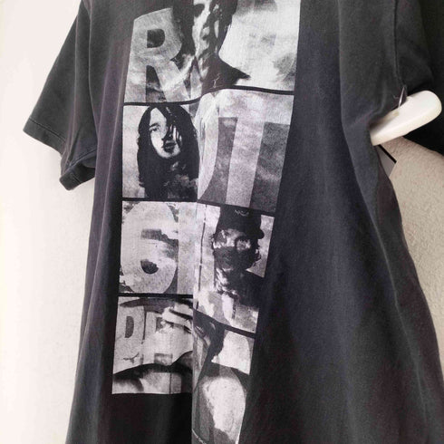 1999 袖裾シングル 両面プリントクルーネックTシャツ メンズ
