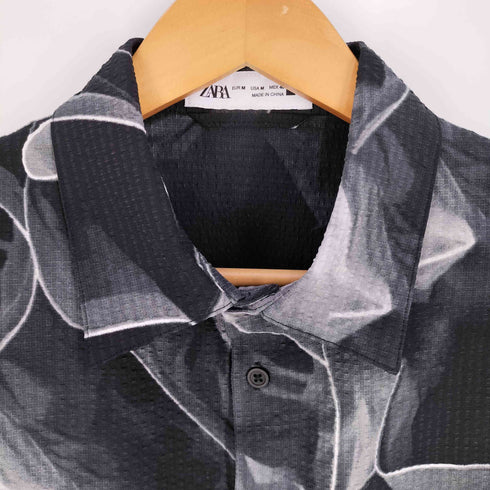 ザラ ZARA スモークパターン シアサッカー レギュラーカラー シャツ メンズ import:M