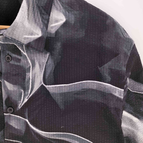 ザラ ZARA スモークパターン シアサッカー レギュラーカラー シャツ メンズ import:M