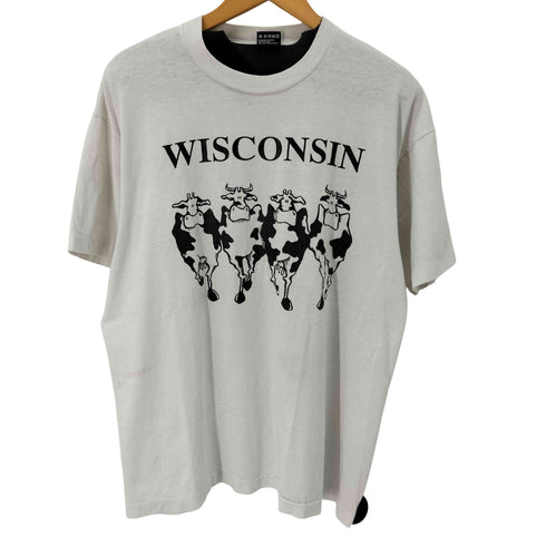 フルーツオブザルーム FRUIT OF THE LOOM 90S MADE IN USA シングルステッチ WISCONSIN 両面プリント S/S Tシャツ メンズ import:XL