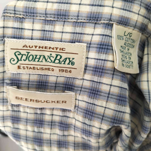 セントジョンズベイ STJOHNS BAY 90S S/S シアサッカーチェックシャツ メンズ JPN:L