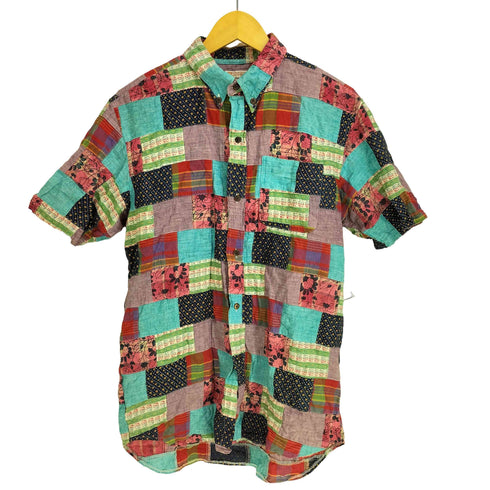 シュガーケーン SUGAR CANE コットン ボタンダウン 半袖パッチワークシャツ メンズ import:M