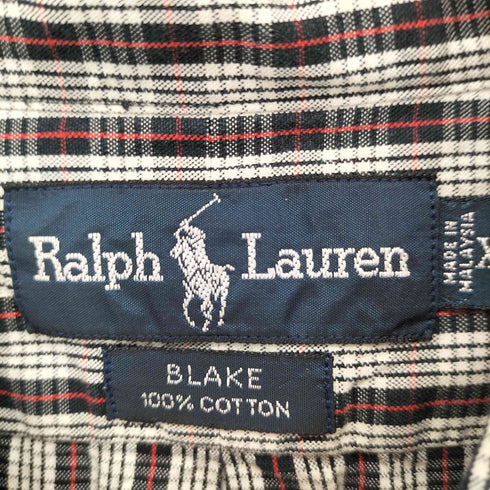 ラルフローレン RALPH LAUREN 90S BLAKE ポニー刺繍S/S BDチェックシャツ メンズ import:XL
