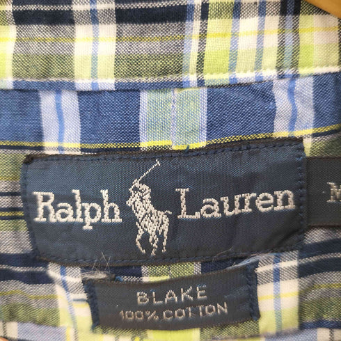 ラルフローレン RALPH LAUREN 90S BLAKE ポニー刺繍S/S BDチェックシャツ メンズ import:M
