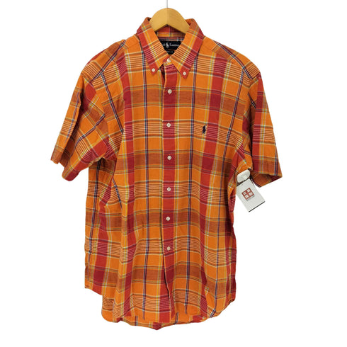 ラルフローレン RALPH LAUREN 90S CLASSIC FIT インドコットン ポニー刺繍S/S BDチェックシャツ メンズ import:M