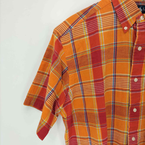 ラルフローレン RALPH LAUREN 90S CLASSIC FIT インドコットン ポニー刺繍S/S BDチェックシャツ メンズ import:M