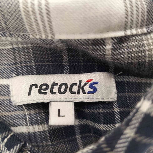 RETOCK'S ロゴ刺繍 オンブレチェック ビッグシルエット半袖シャツ メンズ import:L