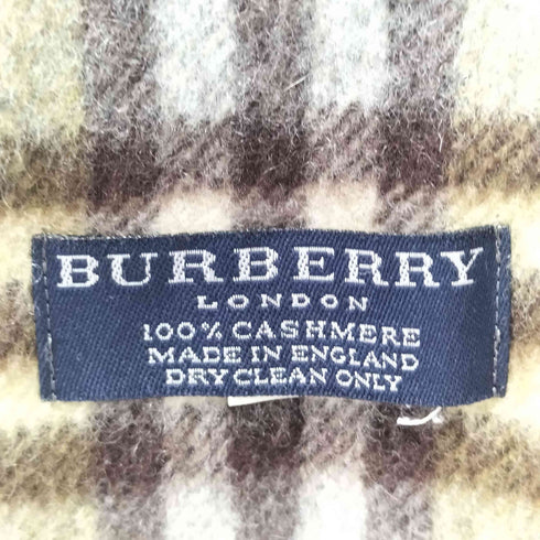 バーバリーロンドン BURBERRY LONDON 英国製 CASHMERE カシミヤ100% チェックストール レディース