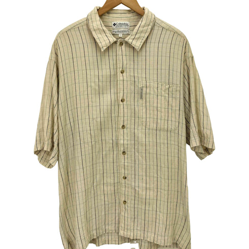 コロンビア Columbia インド綿 ストライプ S/S シャツ メンズ import:L