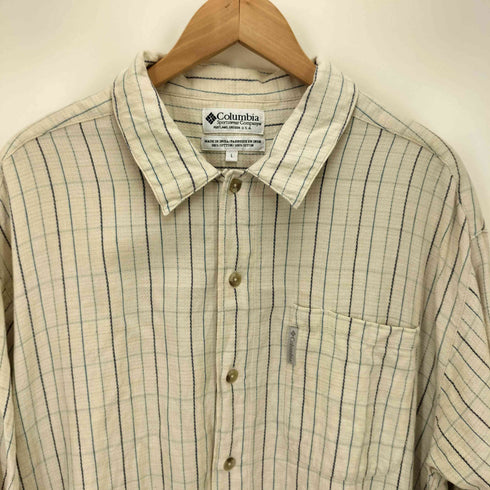 コロンビア Columbia インド綿 ストライプ S/S シャツ メンズ import:L