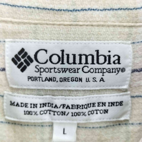 コロンビア Columbia インド綿 ストライプ S/S シャツ メンズ import:L