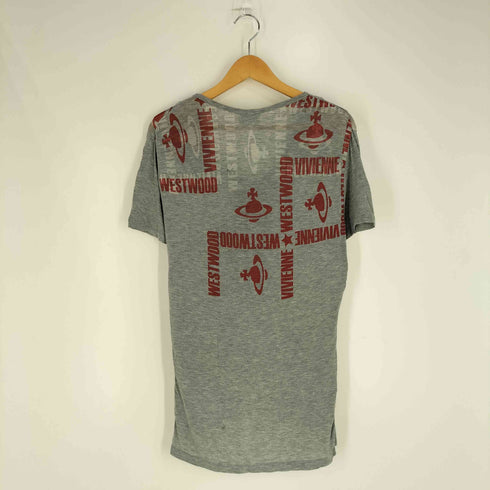 ヴィヴィアンウエストウッドマン Vivienne Westwood MAN オーブ ロゴ 総柄 プリント Vネック Tシャツ メンズ 44