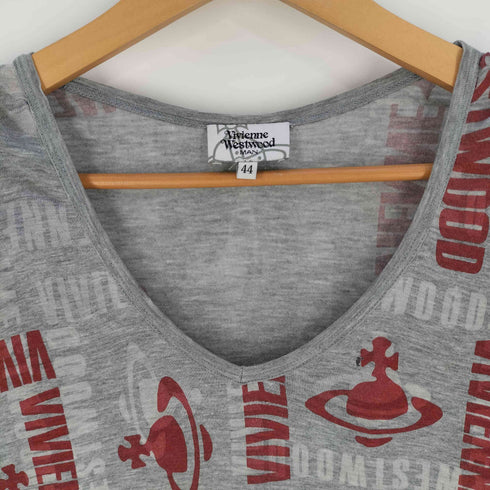 ヴィヴィアンウエストウッドマン Vivienne Westwood MAN オーブ ロゴ 総柄 プリント Vネック Tシャツ メンズ 44
