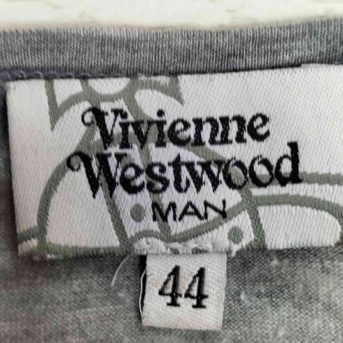 ヴィヴィアンウエストウッドマン Vivienne Westwood MAN オーブ ロゴ 総柄 プリント Vネック Tシャツ メンズ 44