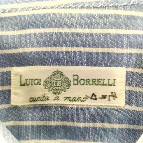 ルイジボレッリ LUIGI BORRELLI イタリア製 コットンリネン L/Sストライプシャツ メンズ 16 1/2
