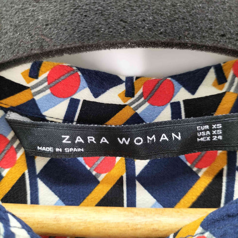 ザラ ZARA L/S レーヨン100% 総柄ブラウス レディース import:XS