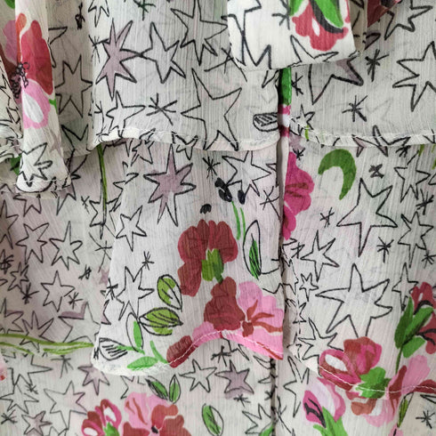 ザラ ZARA L/S 総柄ボウタイブラウス レディース import:XS