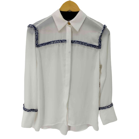ザラ ZARA L/S コントラストテクスチャーシャツ レディース import:XS