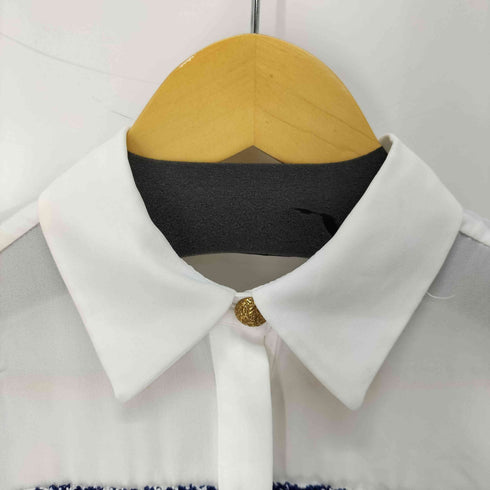 ザラ ZARA L/S コントラストテクスチャーシャツ レディース import:XS