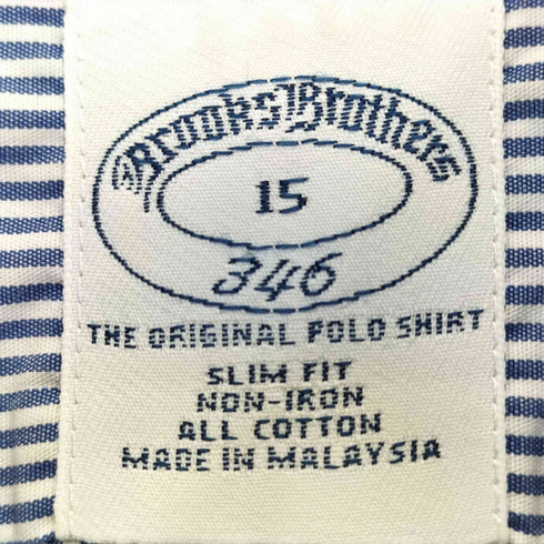 ブルックスブラザーズ BROOKS BROTHERS SLIM FIT NON-IRON ストライプ 半袖 ボタンダウンシャツ メンズ 15