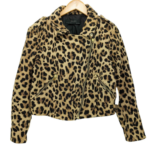 ザラ ZARA Y2K レオパード ダブルライダースジャケット レディース import:L