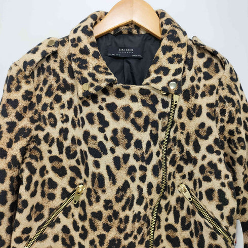 ザラ ZARA Y2K レオパード ダブルライダースジャケット レディース import:L