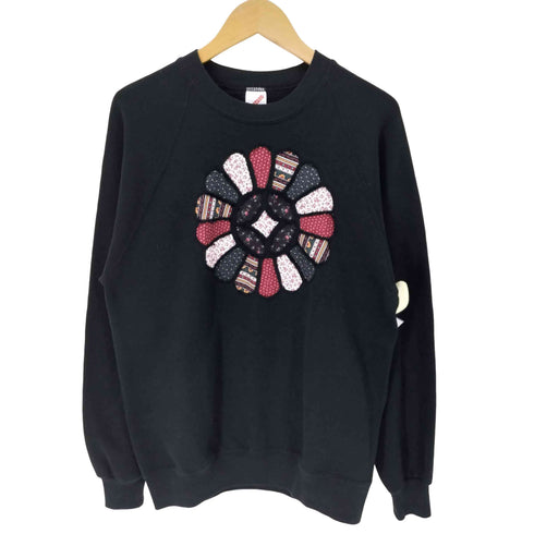 ジャージーズ JERZEES 90S USA製 花 パッチワーク ラグランスリーブ プルオーバー スウェット トレーナー メンズ import:L