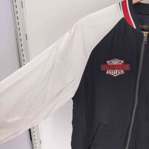 ハーレーダビッドソン HARLEY-DAVIDSON EMBROIDERED SATIN BOMBER JACKET エンブロイダリー サテン ボンバー ジャケット ブルゾン レディース import:L