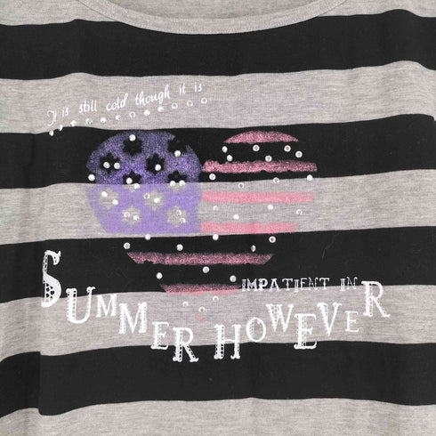 S/S ボーダー Tシャツ スタッズ加工 レディース