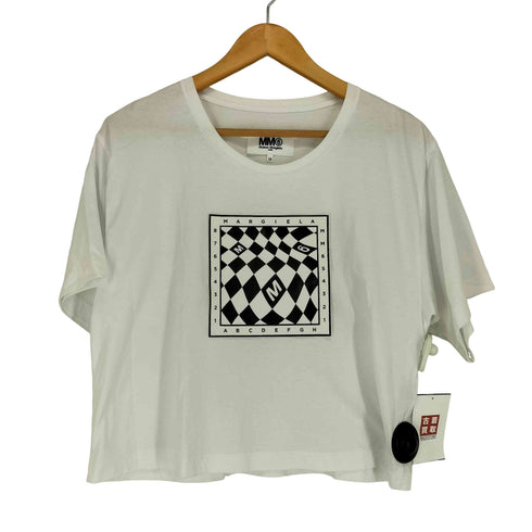 エムエムシックスメゾンマルジェラ MM6 Maison Margiela 23SS グラフィックロゴデザイン クロップド半袖Tシャツ カットソー レディース 16