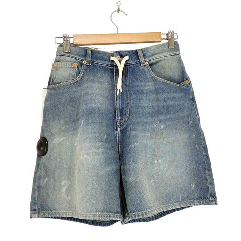 エムエムシックスメゾンマルジェラ MM6 Maison Margiela ペイント加工 ドローストリング デニムショートパンツ レディース 14