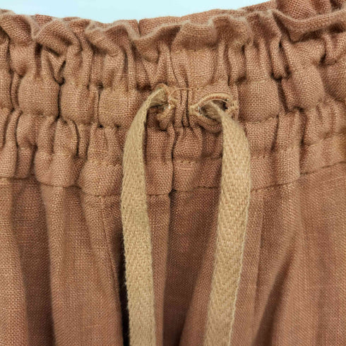FACTORY 日本製 リネン ギャザー サルエルパンツ レディース JPN:2