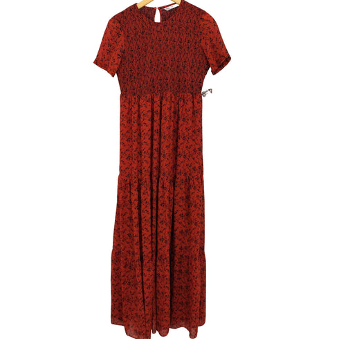 ザラ ZARA ストレッチ花柄ティアードワンピース レディース import:S