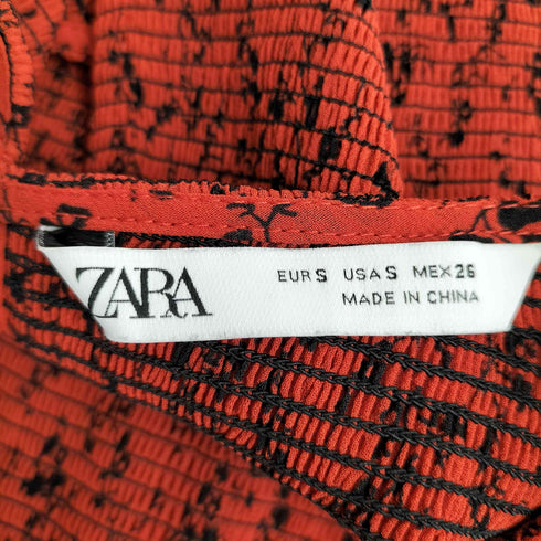ザラ ZARA ストレッチ花柄ティアードワンピース レディース import:S