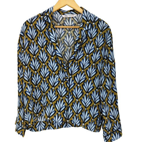 ザラ ZARA ボタニカル柄 プルオーバーシャツ レディース import:M