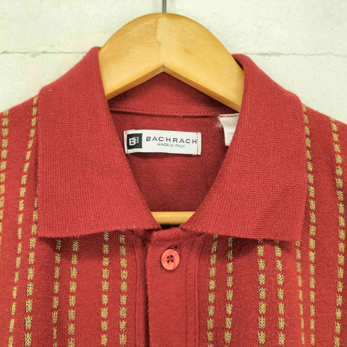 バクラック BACHRACH 90s ストライプデザイン コットンニット半袖シャツ メンズ L