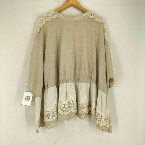 2 STORY GIMY レースデザインリネンプルオーバーブラウス レディース