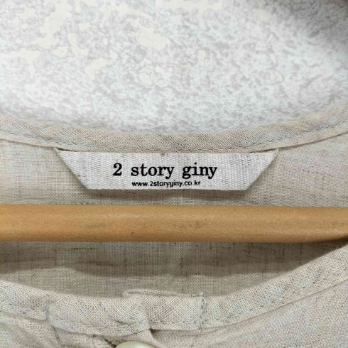 2 STORY GIMY レースデザインリネンプルオーバーブラウス レディース
