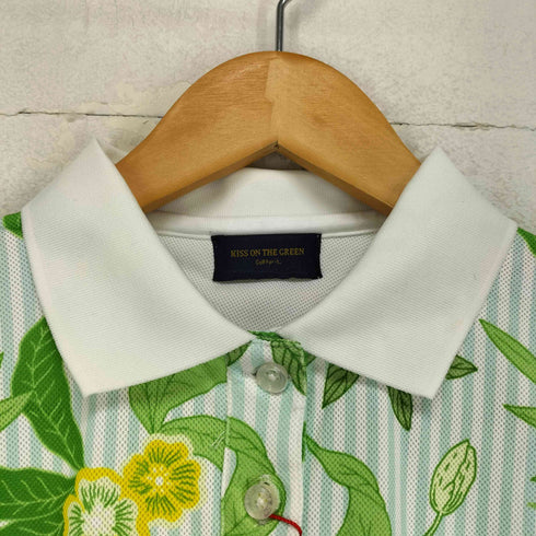 KISS ON THE GREEN 花柄ストライプノースリーブポロシャツ sport レディース L