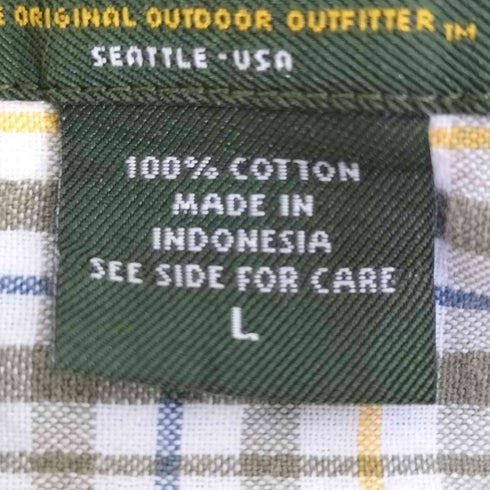 エディーバウアー Eddie Bauer シアサッカー ボタンダウン チェックシャツ メンズ import:L
