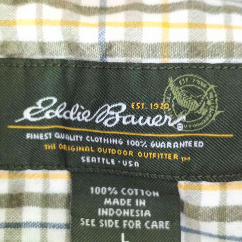 エディーバウアー Eddie Bauer シアサッカー ボタンダウン チェックシャツ メンズ import:L