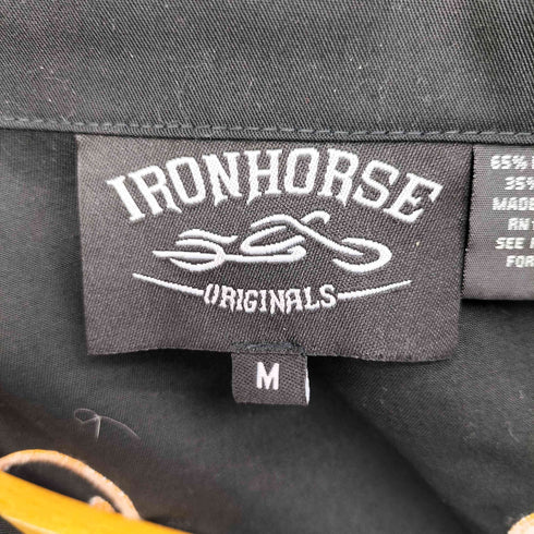 IRONHORSE スカル刺繍 S/S 開襟シャツ バイカーシャツ メンズ import:M