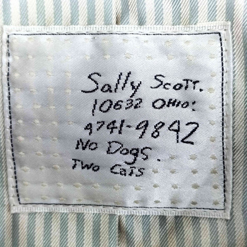 サリースコット Sally Scott 裏地ストライプ 貝ボタン 丸襟  ステンカラーコート レディース  9AR