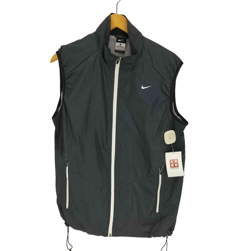 ナイキ NIKE スウッシュ プリント 裏地メッシュ ドローコード スタンドネック ベスト ナイロン ジャケット メンズ JPN:L