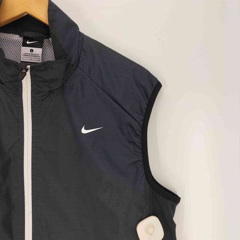 ナイキ NIKE スウッシュ プリント 裏地メッシュ ドローコード スタンドネック ベスト ナイロン ジャケット メンズ JPN:L