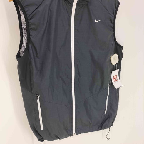 ナイキ NIKE スウッシュ プリント 裏地メッシュ ドローコード スタンドネック ベスト ナイロン ジャケット メンズ JPN:L