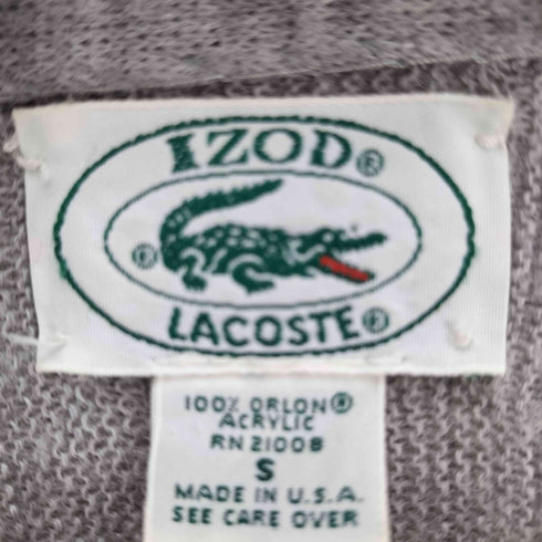 アイゾッドラコステ IZOD LACOSTE 80-90S 最終タグ USA製 ワンポイント ロゴ ワッペン アクリル ニット カーディガン メンズ import:S