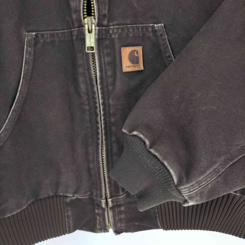 カーハート Carhartt 90S メキシコ製 DUCK ACTIVE JACKET 裏地キルティング 革パッチ フーデッド ダック地 アクティブジャケット メンズ import:M