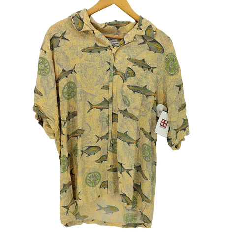 コロンビアスポーツウェア Columbia Sportswear レーヨン 魚拓 S/S オープンカラーシャツ メンズ